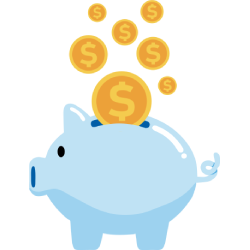 Coins and Piggy Bank Graphic